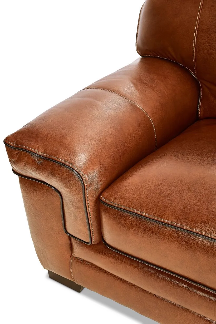 Cognac leather armchair after cleaning and deep conditioning